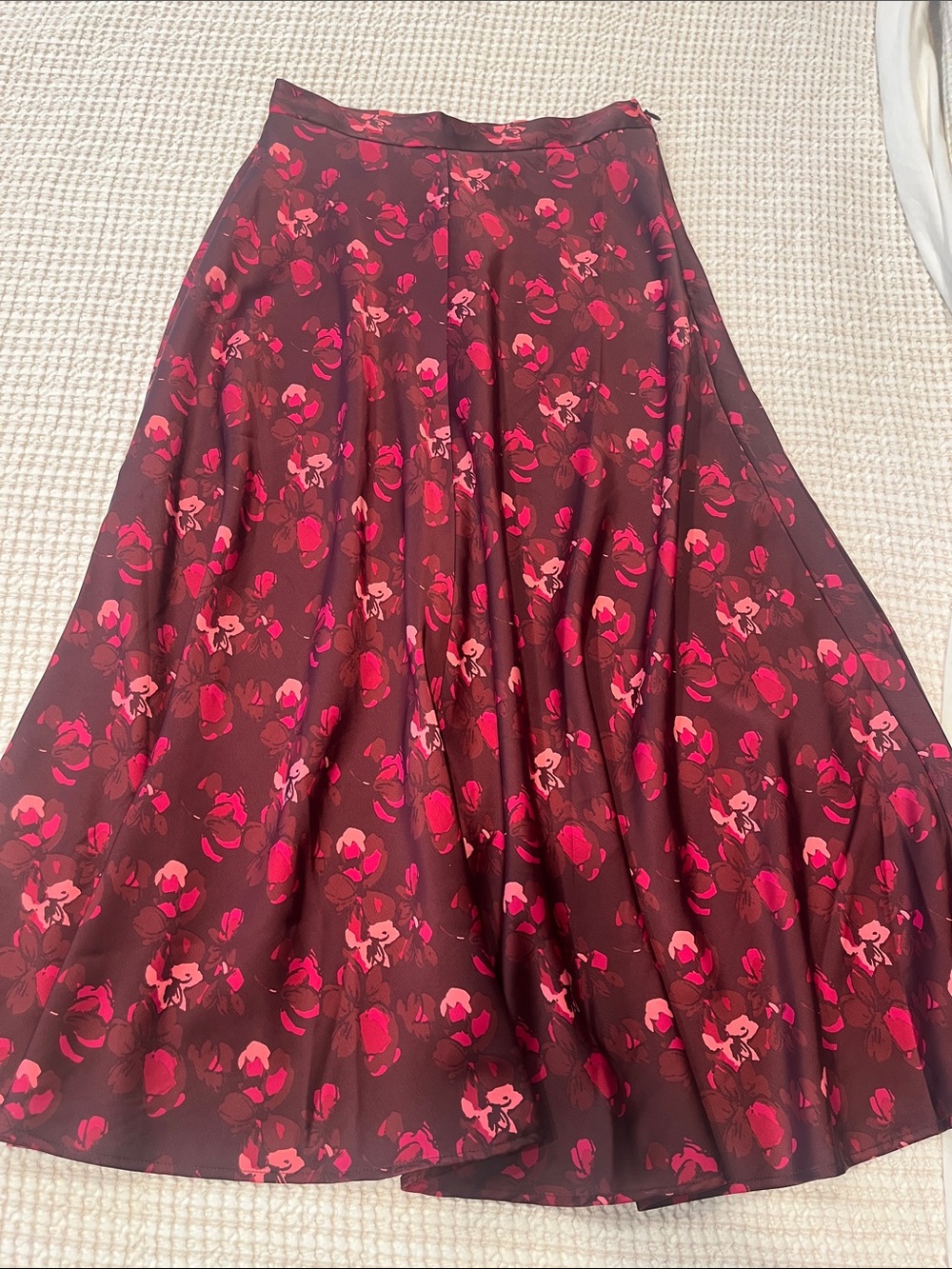 Banana Republic Burgundy Floral A-Line Midi Skirt